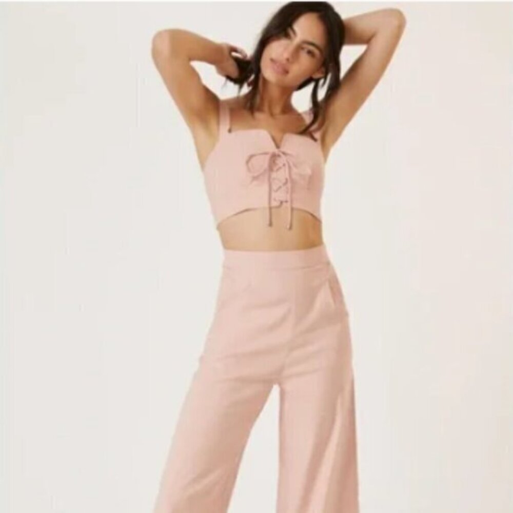 Anthropologie Krissy set two piece‎ pink set size 10 pants & crop top